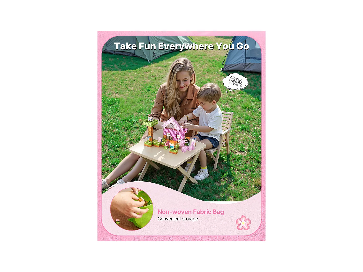 Construction Magnétique Enfant SucceBuy, 100 PCS Blocs de Construction Magnétiques, Château Princesse, pour Cadeau Anniversaire, Garçons, Filles 3 Ans et Plus