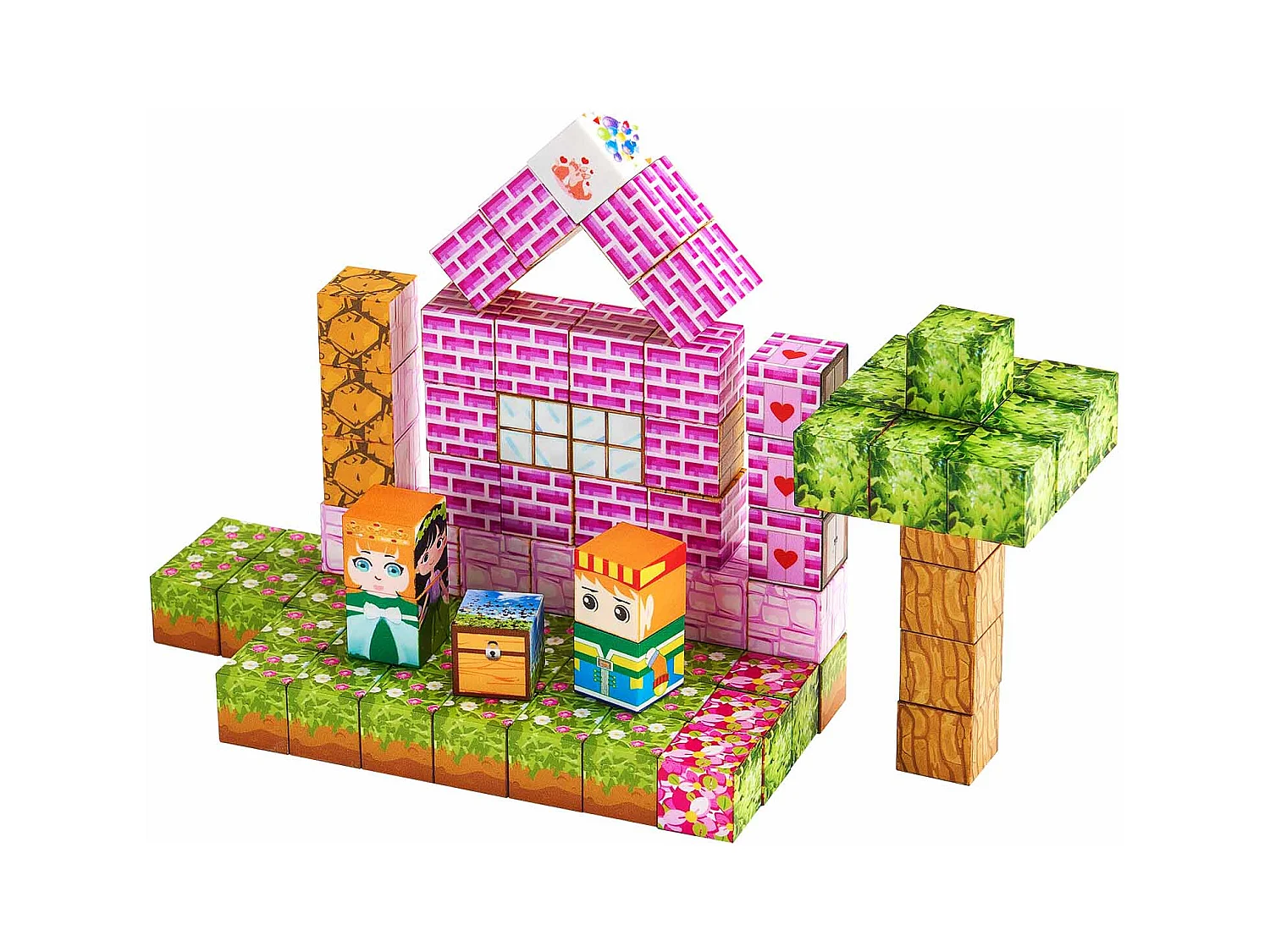 Construction Magnétique Enfant SucceBuy, 100 PCS Blocs de Construction Magnétiques, Château Princesse, pour Cadeau Anniversaire, Garçons, Filles 3 Ans et Plus