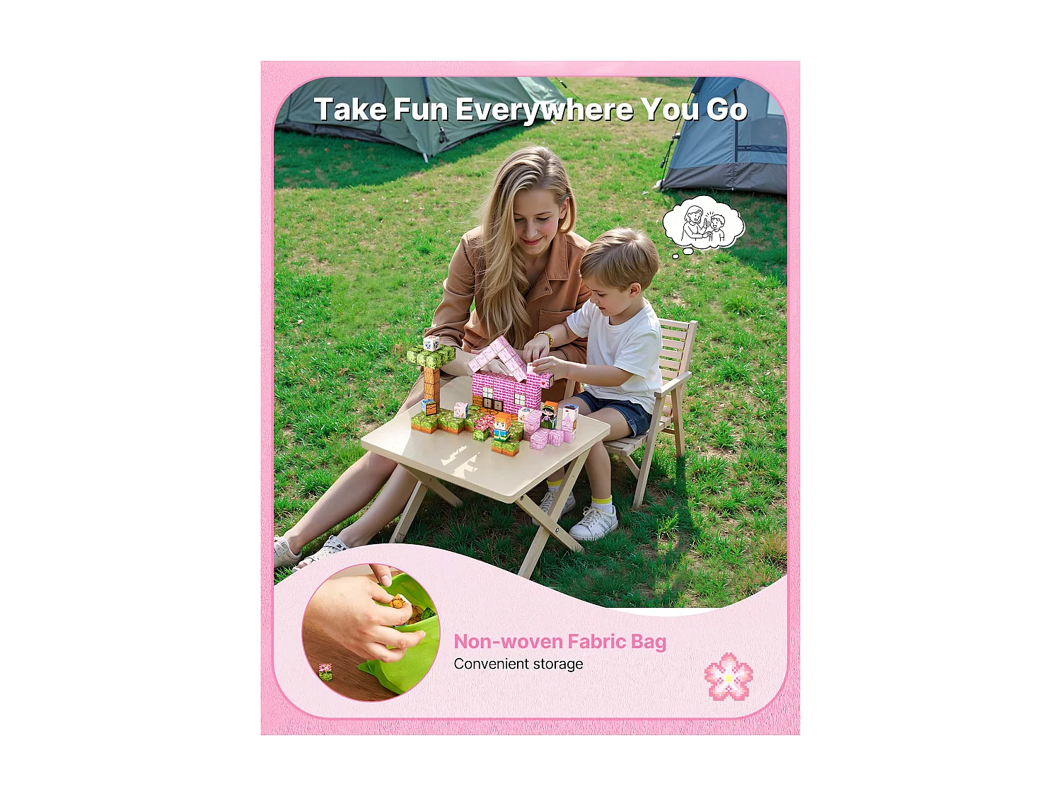 Construction Magnétique Enfant SucceBuy, 100 PCS Blocs de Construction Magnétiques, Château Princesse, pour Cadeau Anniversaire, Garçons, Filles 3 Ans et Plus