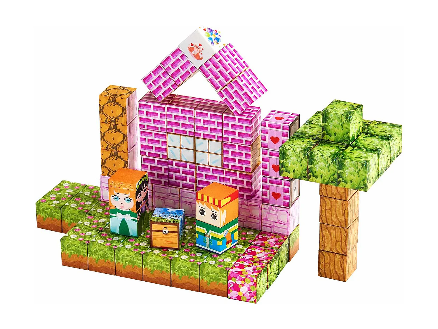 Construction Magnétique Enfant SucceBuy, 100 PCS Blocs de Construction Magnétiques, Château Princesse, pour Cadeau Anniversaire, Garçons, Filles 3 Ans et Plus