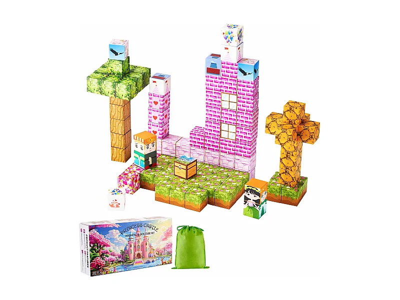 Magnetisches Baukastensystem für Kinder von SucceBuy, 100 magnetische Bausteine, Prinzessinnenschloss, als Geburtstagsgeschenk, für Jungen und Mädchen ab 3 Jahren