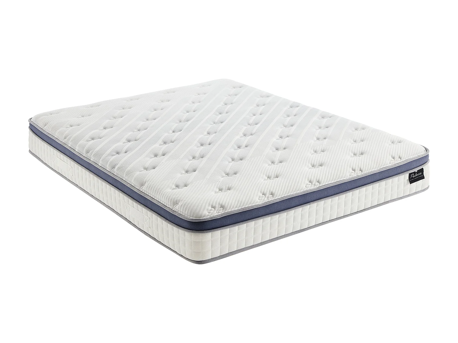 Ensemble 140 x 190 cm sommier coffre blanc + matelas hybride ressorts ensachés 7 zones et mémoire de forme ép.25cm - MALAO de PALACIO
