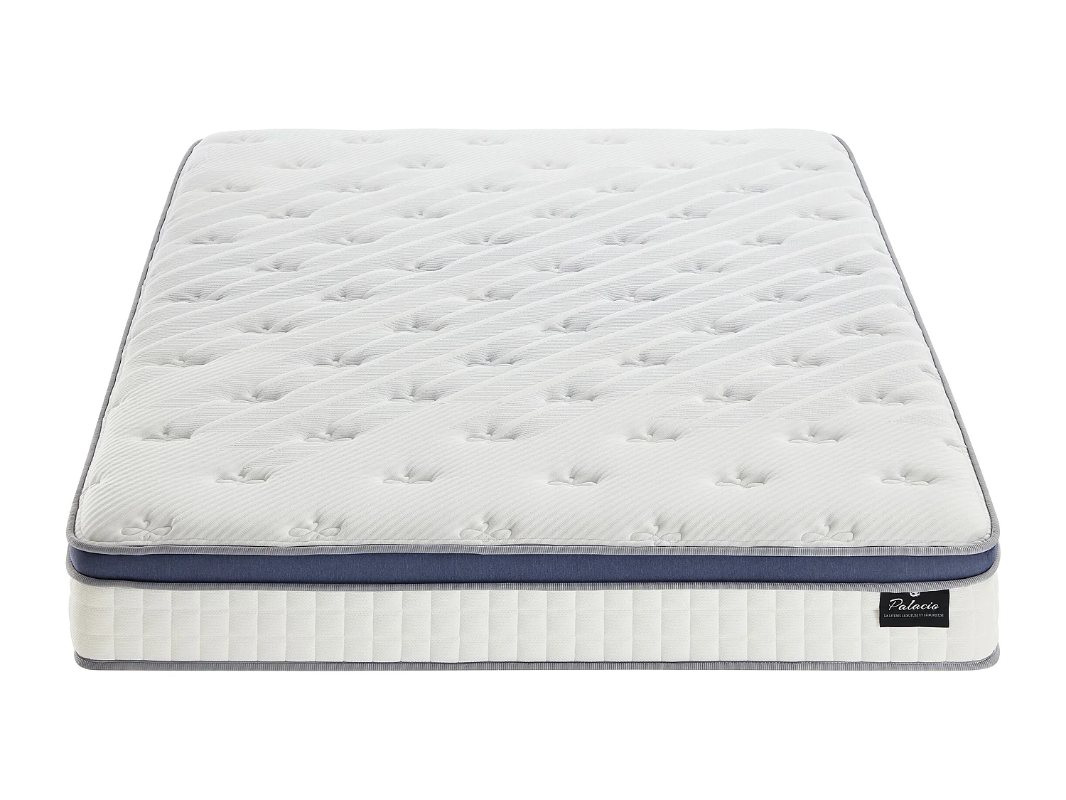 Ensemble 140 x 190 cm sommier coffre blanc + matelas hybride ressorts ensachés 7 zones et mémoire de forme ép.25cm - MALAO de PALACIO