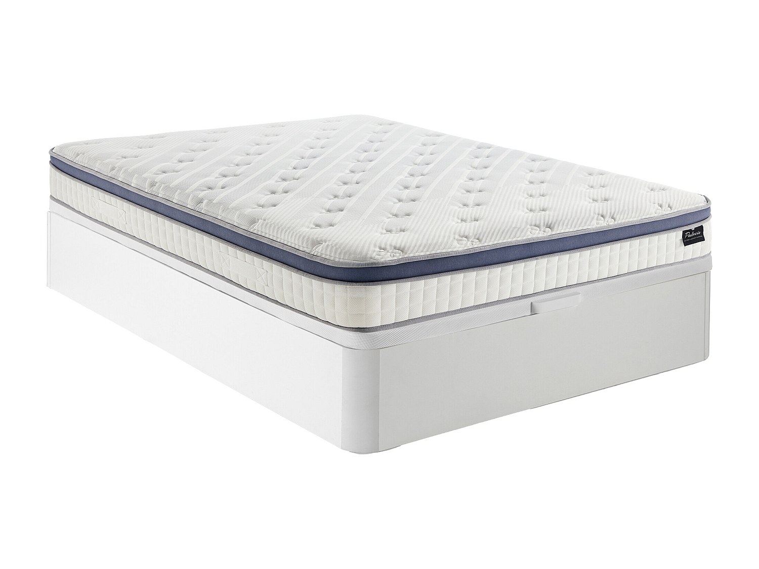 Bett-Set 160x200 cm - Bettkasten Weiß + Hybrid-Matratze Taschenfederkern 7 günstig online kaufen