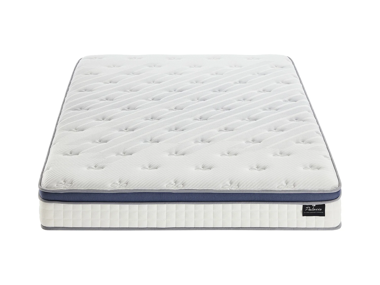 Sæt 180 x 200 cm hvid opbevaringsseng + hybrid madras med 7-zoners poseindlejrede fjedre, memory foam og latex, tykkelse 25 cm - MALAO fra PALACIO