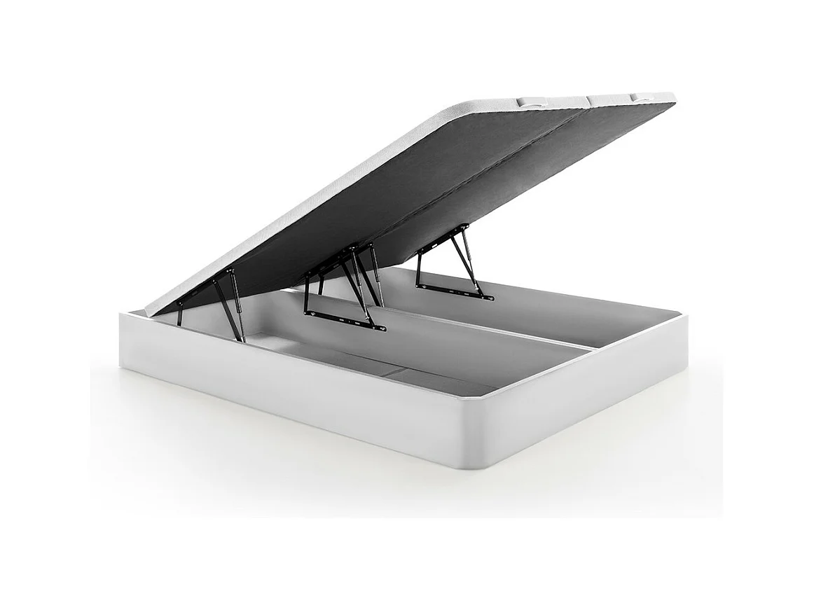 Sæt 180 x 200 cm hvid opbevaringsseng + hybrid madras med 7-zoners poseindlejrede fjedre, memory foam og latex, tykkelse 25 cm - MALAO fra PALACIO