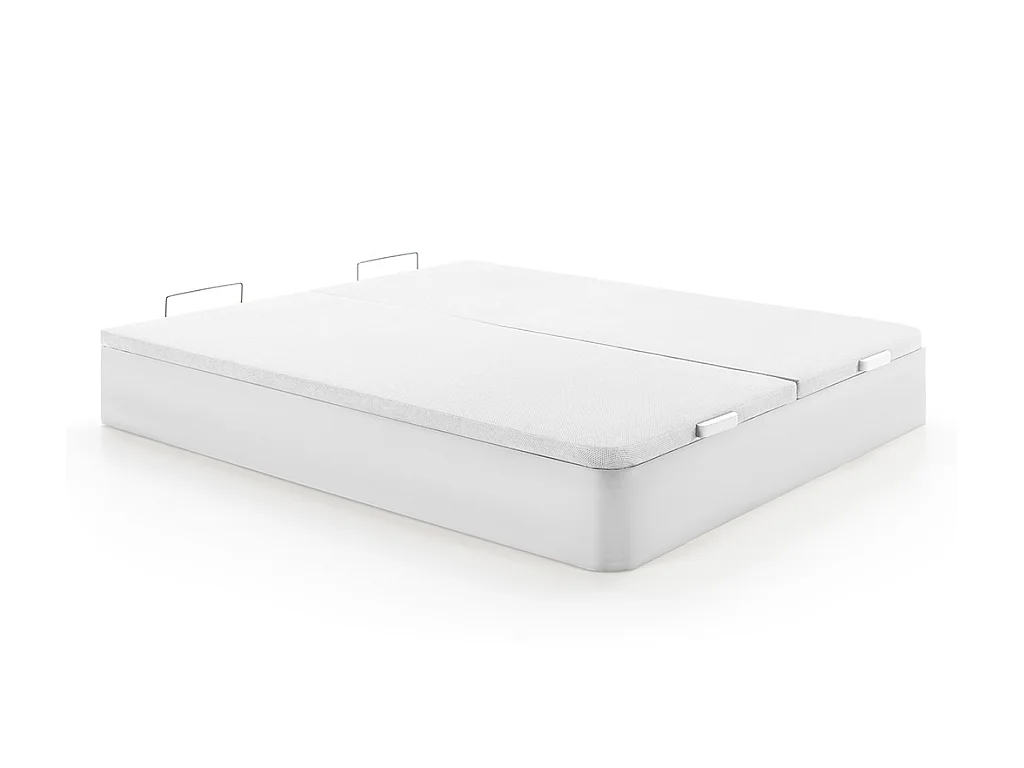 Sæt 180 x 200 cm hvid opbevaringsseng + hybrid madras med 7-zoners poseindlejrede fjedre, memory foam og latex, tykkelse 25 cm - MALAO fra PALACIO