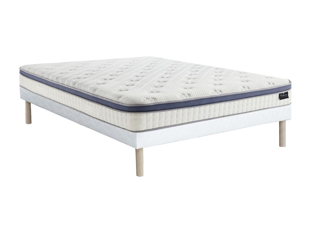 Bett-Set 160x200 cm - Polsterbettgestell + Hybrid-Matratze Taschenfederkern günstig online kaufen