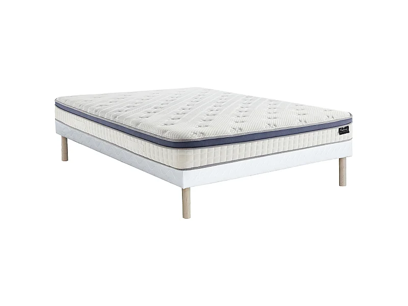 Bett-Set 160x200 cm - Polsterbettgestell + Hybrid-Matratze Taschenfederkern 7 Zonen + Memory + Latex - 25 cm - MALAO von PALACIO