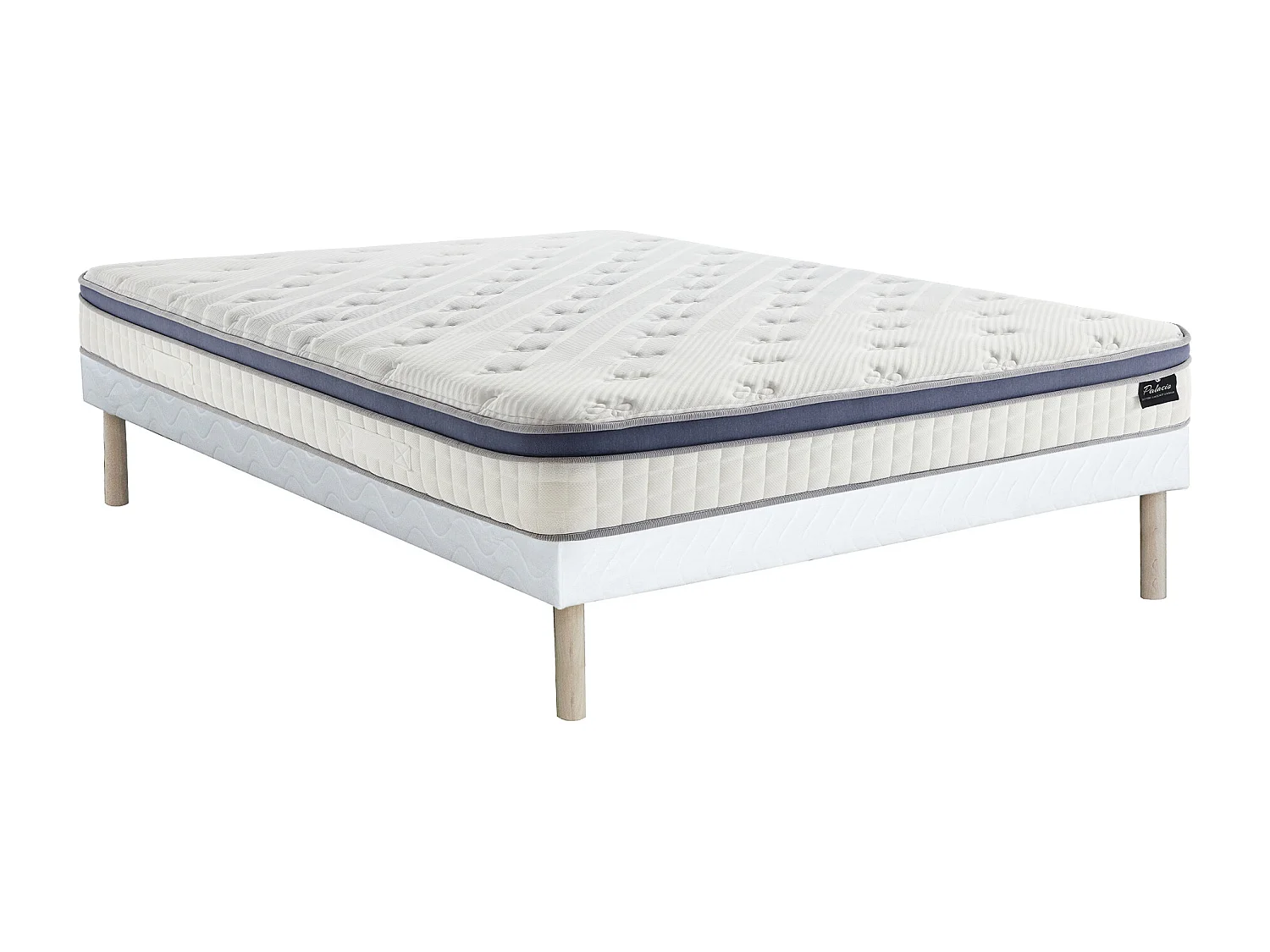 Ensemble 160 x 200 cm sommier tapissier + matelas hybride ressorts ensachés 7 zones et mémoire de forme ép.25cm - MALAO de PALACIO