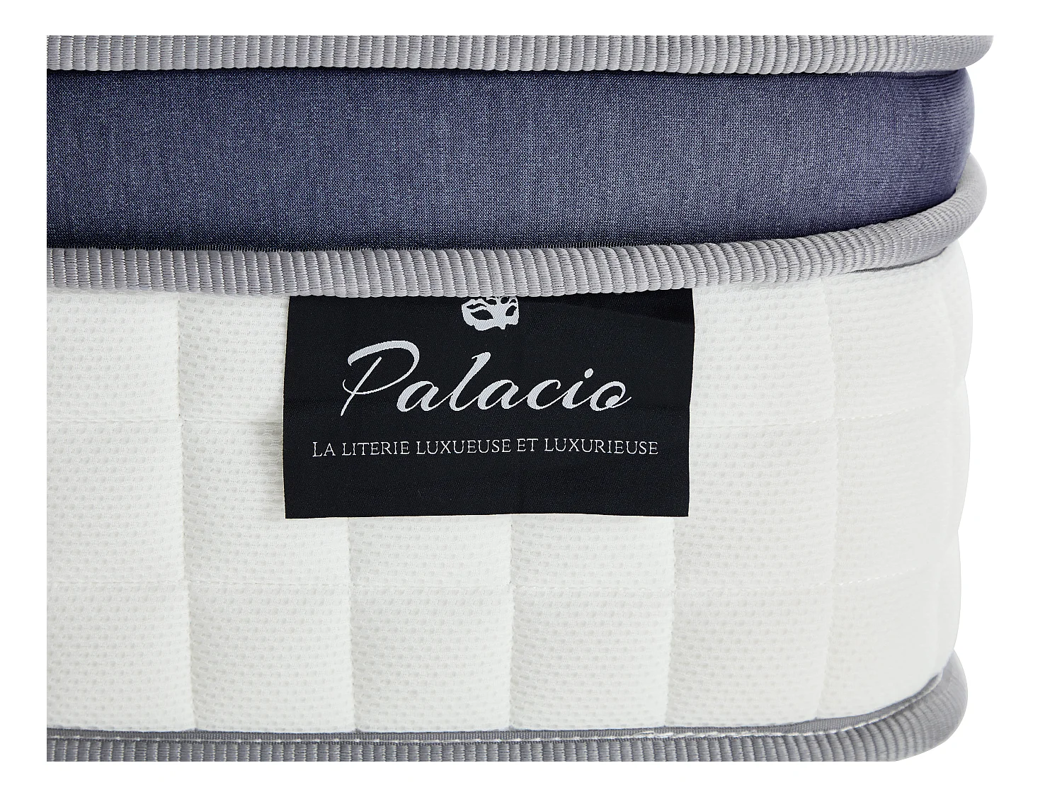 Sæt 180 x 200 cm polstret sengebund + hybridmadras med 7-zoners pocketfjedre, memory foam og latex, 25 cm tykkelse - MALAO fra PALACIO