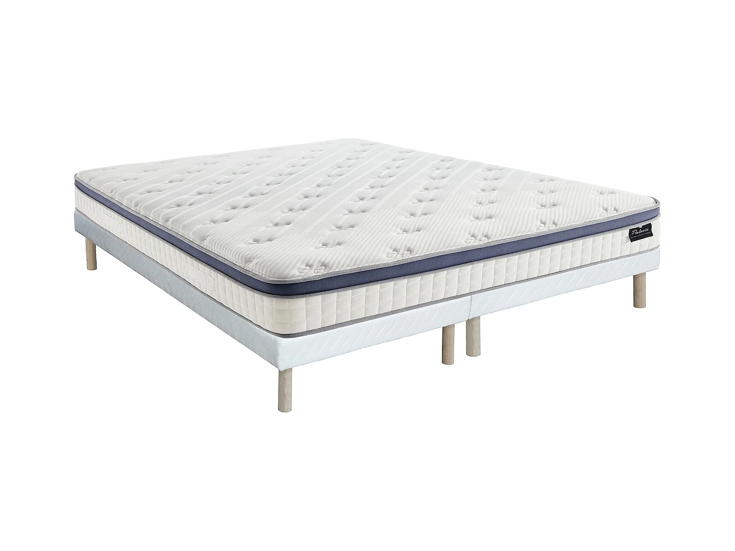 Ensemble 180 x 200 cm sommier tapissier + matelas hybride ressorts ensachés 7 zones mémoire de forme et latex ép.25cm - MALAO de PALACIO