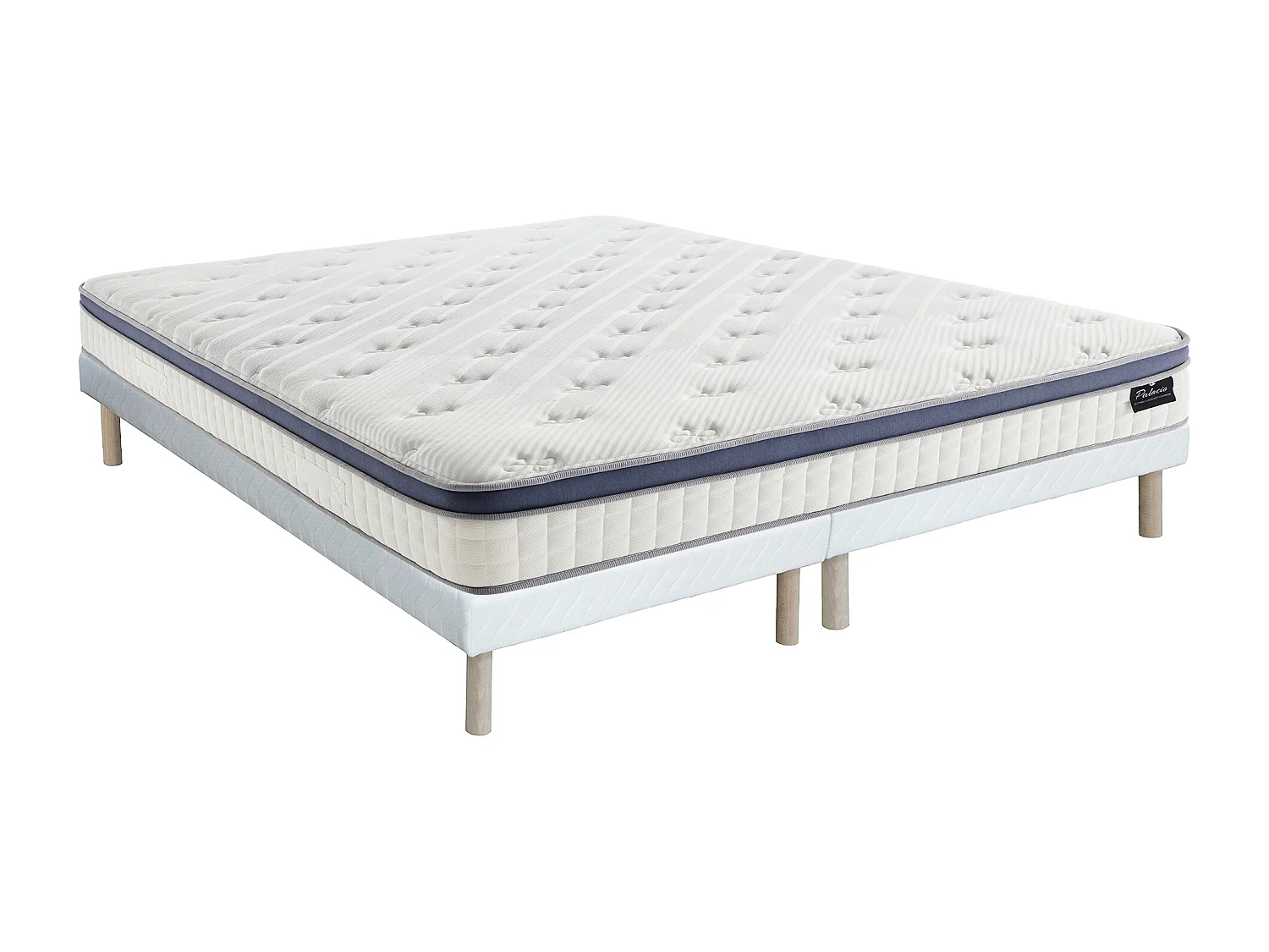 Ensemble 180 x 200 cm sommier tapissier + matelas hybride ressorts ensachés 7 zones et mémoire de forme ép.25cm - MALAO de PALACIO