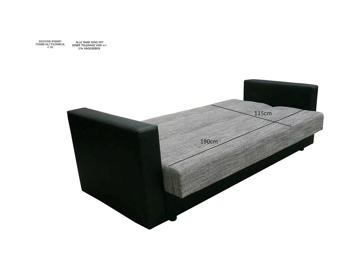 BEDANTE CANAPÉ WIND avec fonction lit KORNET10+DOLARO511 Noir/Blanc avec espace de rangement, coffre de lit, canapé de salon, sofa, canapé-lit, canapé avec coffre