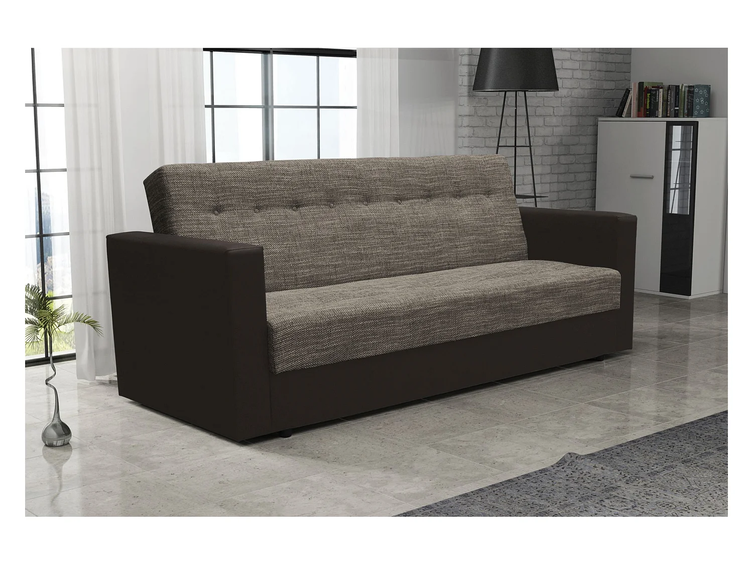 BEDANTE CANAPÉ WIND avec fonction lit KORNET04+DOLARO33 Marron avec espace de rangement, coffre de lit, canapé de salon, sofa, canapé-lit, canapé avec coffre