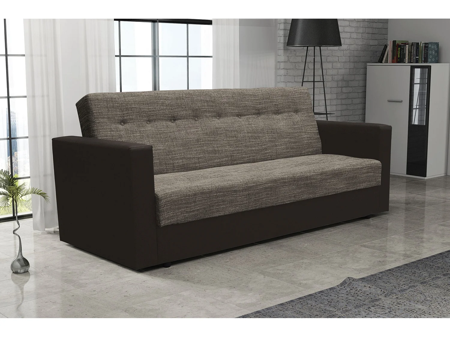 BEDANTE SOFA WIND mit Schlaffunktion KORNET04+DOLARO33 Braun mit Stauraum Bettkasten Wohnzimmersofa Couch Sofa Bettsofa Bettkasten Bettcouch
