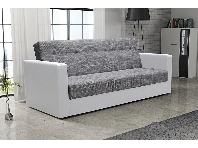 BEDANTE SOFA WIND z funkcją spania KORNET02+DOLARO511 szary/biały z pojemnikiem na pościel, sofa do salonu, kanapa, sofa rozkładana, sofa z pojemnikiem, wersalka