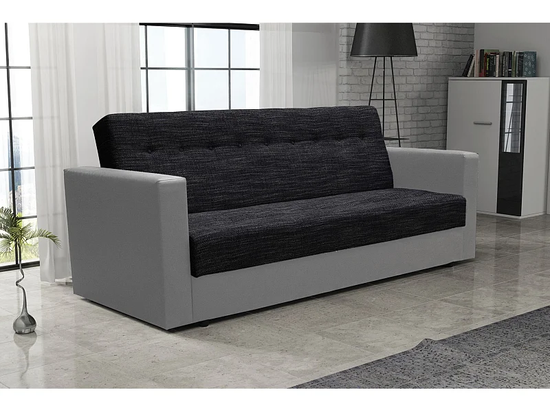 BEDANTE CANAPÉ WIND avec fonction lit KORNET10+DOLARO4 Noir/Gris avec espace de rangement, coffre de lit, canapé de salon, sofa, canapé-lit, canapé avec coffre