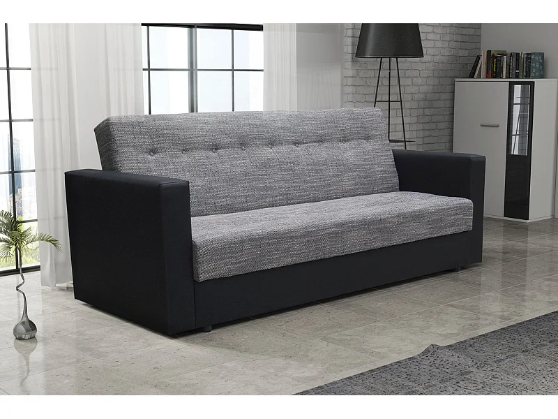 BEDANTE SOFA WIND mit Schlaffunktion KORNET02+DOLARO8 Grau/Schwarz mit Stauraum Bettkasten Wohnzimmersofa Couch Sofa Bettsofa Bettkasten Bettcouch