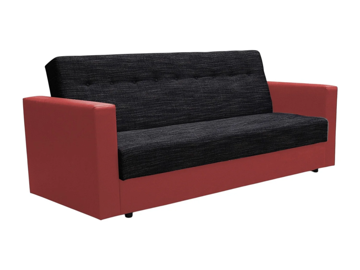 BEDANTE SOFA WIND mit Schlaffunktion KORNET10+SAWANA13 Schwarz/Rot mit Stauraum Bettkasten Wohnzimmersofa Couch Sofa Bettsofa Bettkasten Bettcouch