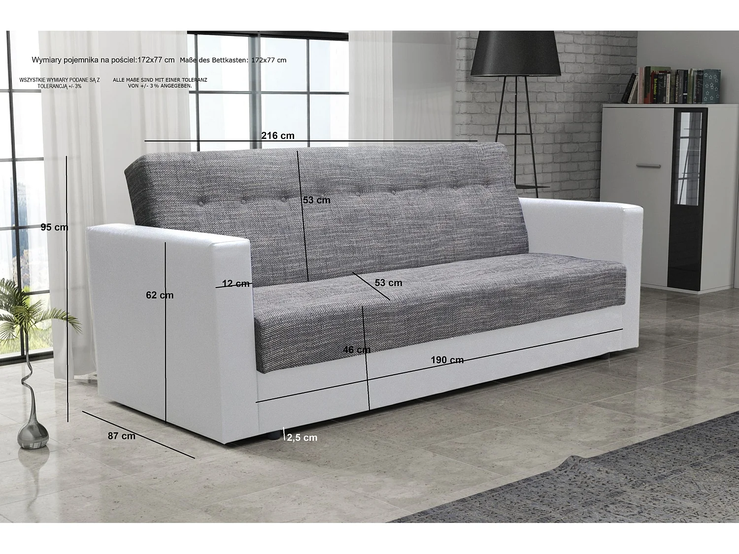 BEDANTE SOFA WIND mit Schlaffunktion KORNET10+SAWANA13 Schwarz/Rot mit Stauraum Bettkasten Wohnzimmersofa Couch Sofa Bettsofa Bettkasten Bettcouch