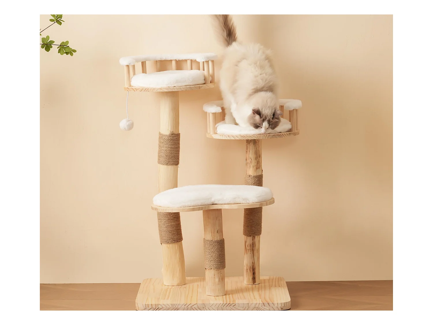 Arbre à chat 60x48x98cm - 3 plateformes - coussins amovibles - balle de jeu - design nuage - blanc