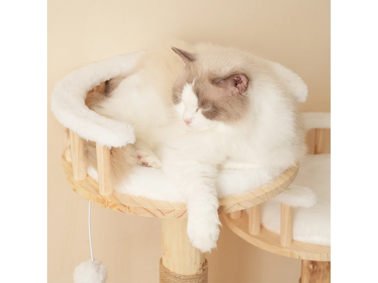 Arbre à chat 60x48x98cm - 3 plateformes - coussins amovibles - balle de jeu - design nuage - blanc