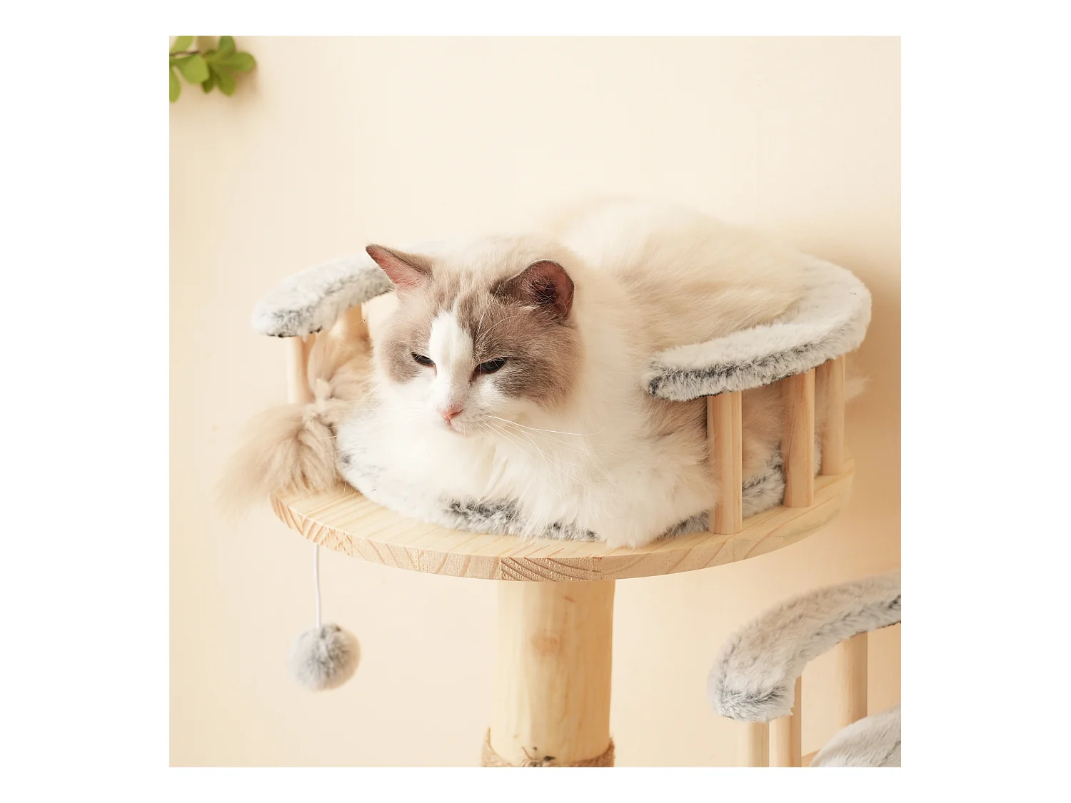 Arbre à chat 60x48x98cm - 3 plateformes - coussins amovibles - balle de jeu - design nuage - Naturel