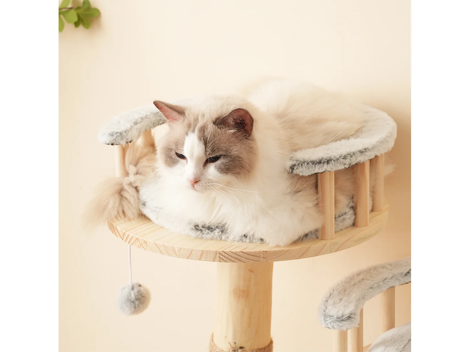 Arbre à chat 60x48x98cm - 3 plateformes - coussins amovibles - balle de jeu - design nuage - Naturel