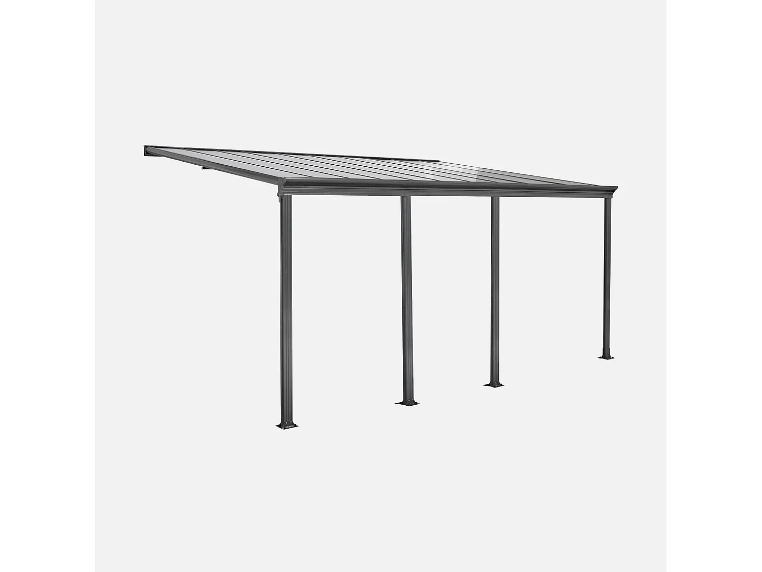 Pérgola 3x6m de aluminio con canalón antracita