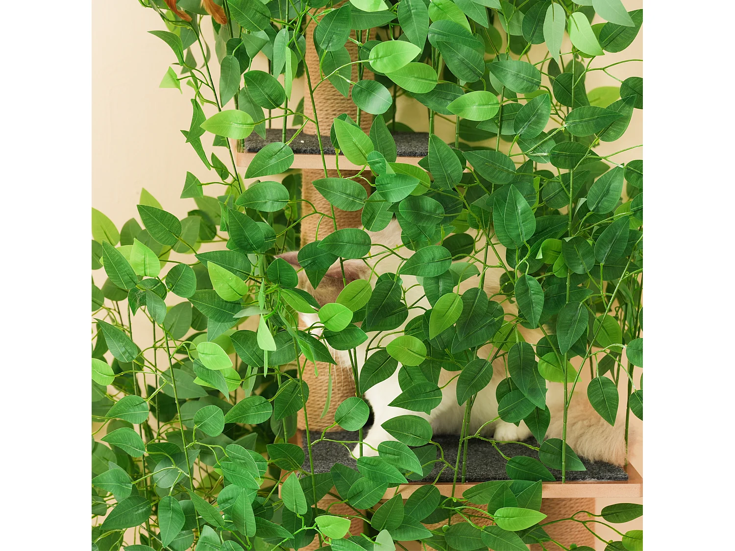 Arranhador para gatos de 190 cm de altura - com 4 plataformas e 1 buraco para gatos - lâminas removíveis - verde