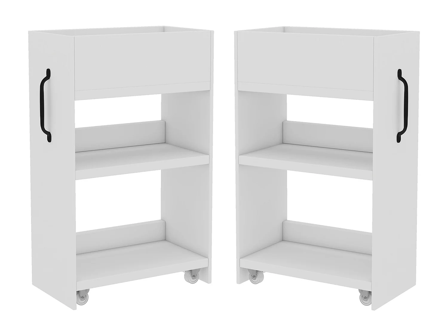 Archivador 52x50x75 cm - con ruedas - 2 cajones - correderas individuales - blanco