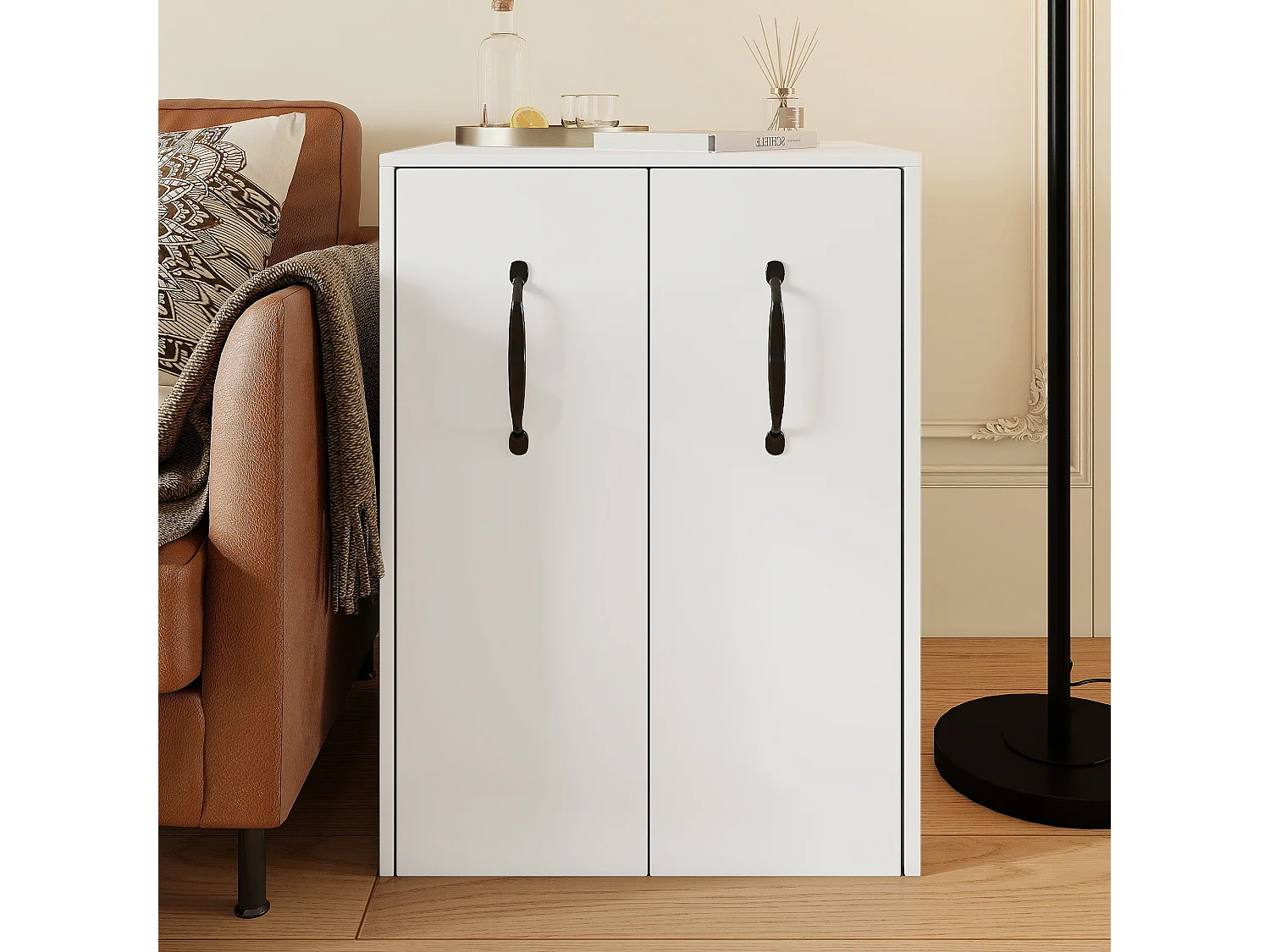 Classeur 52x50x75 cm - avec roulettes - 2 tiroirs - coulissants individuels - blanc