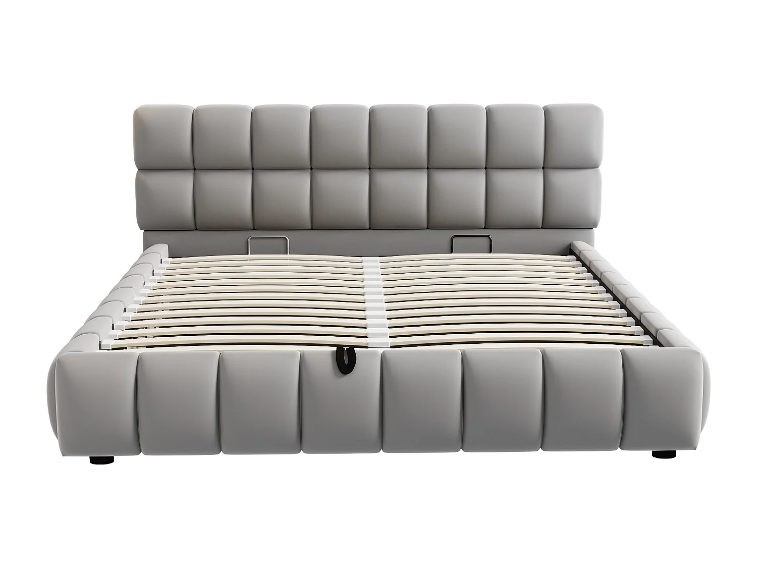 Letto matrimoniale contenitore in velluto grigio 140x200cm con testiera (senza materasso)