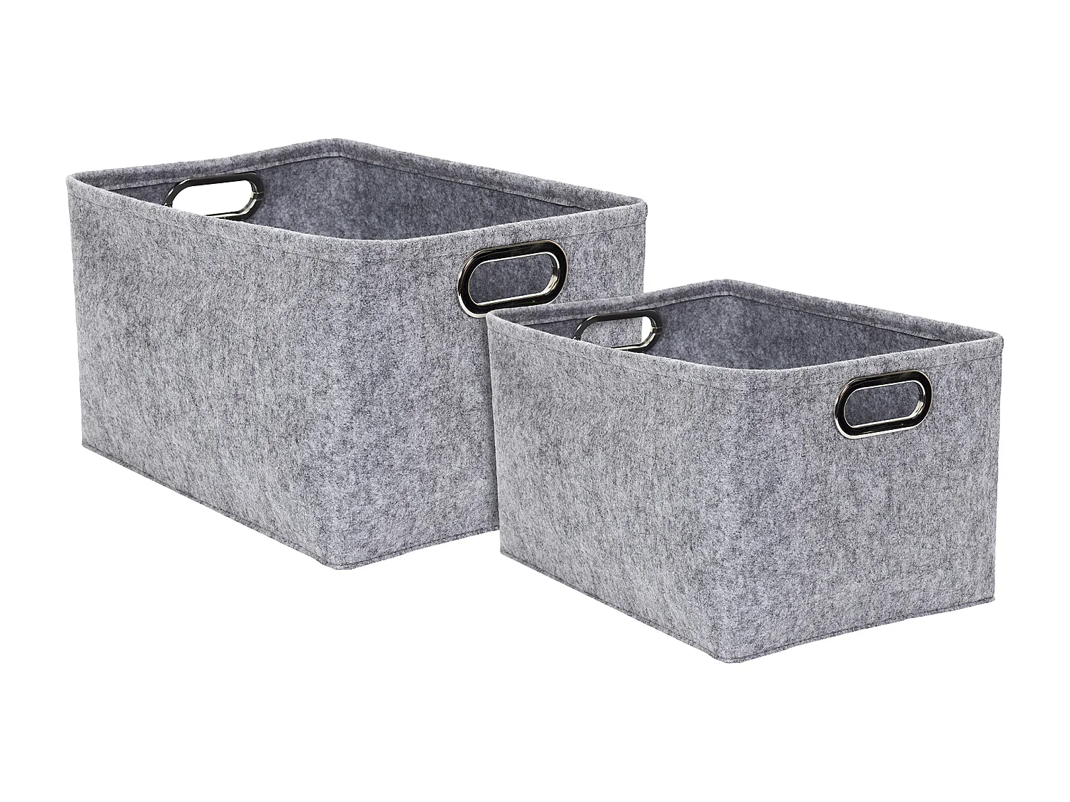 Panier De Rangement Carre Anses Metal X2 Gris
