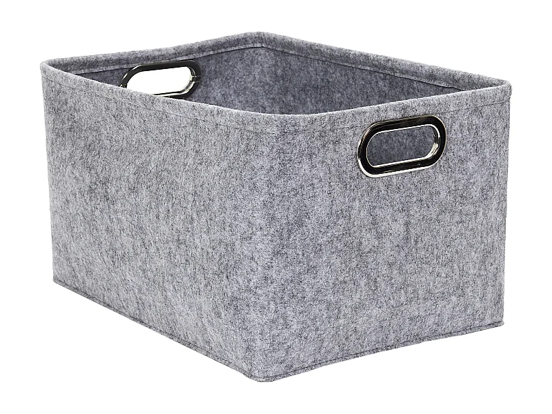 Panier De Rangement Carre Anses Metal X2 Gris