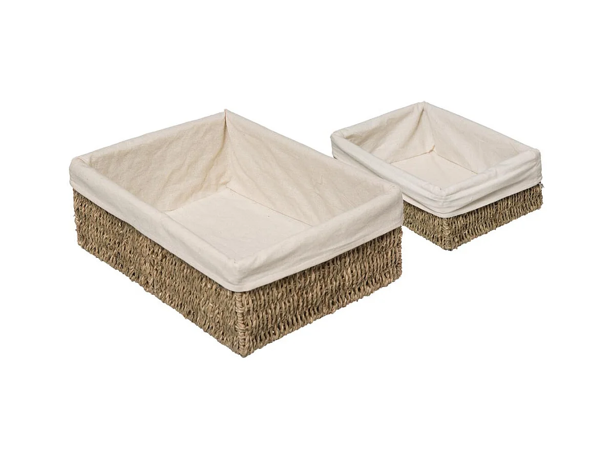 Lot de 2 Paniers en Roseau "Seagrass" 32cm Naturel
