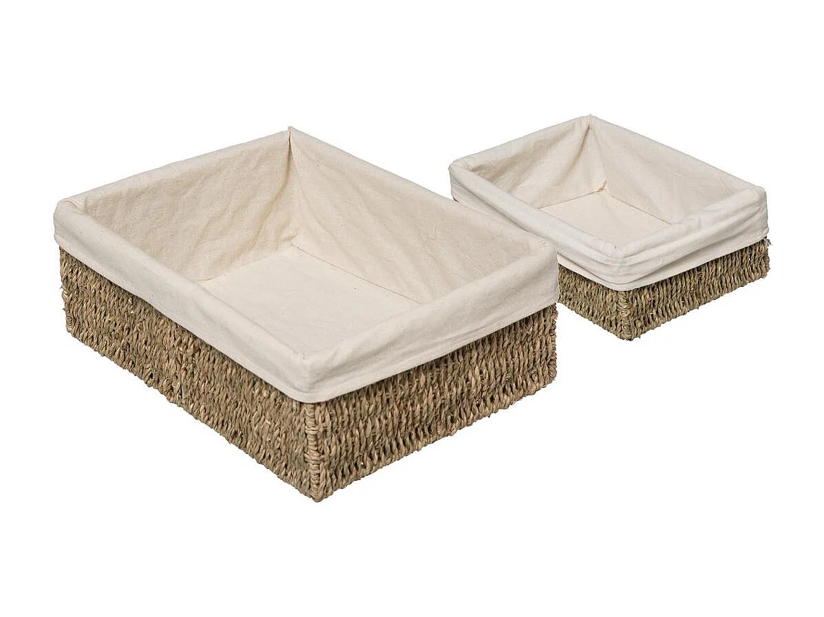 Lot de 2 Paniers en Roseau "Seagrass" 32cm Naturel