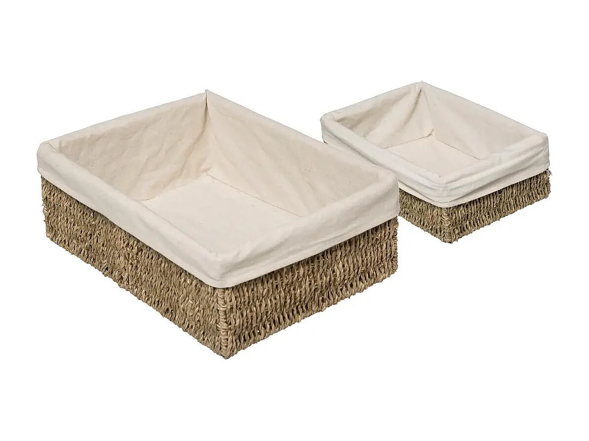 Lot de 2 Paniers en Roseau "Seagrass" 32cm Naturel