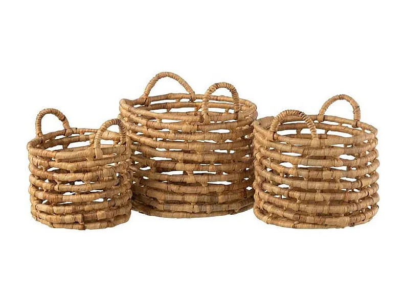 Lot de 3 Paniers Déco "Ouverts" 38cm Naturel