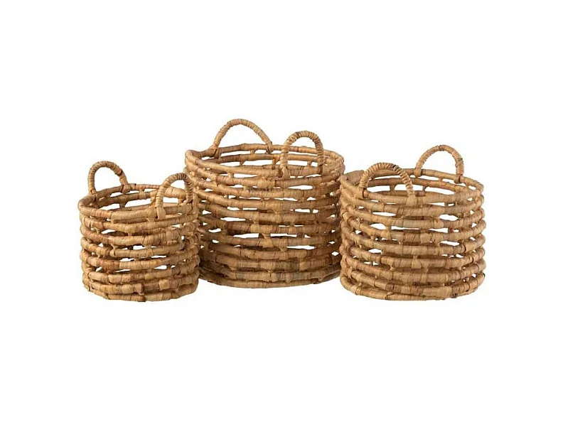 Lot de 3 Paniers Déco "Ouverts" 38cm Naturel