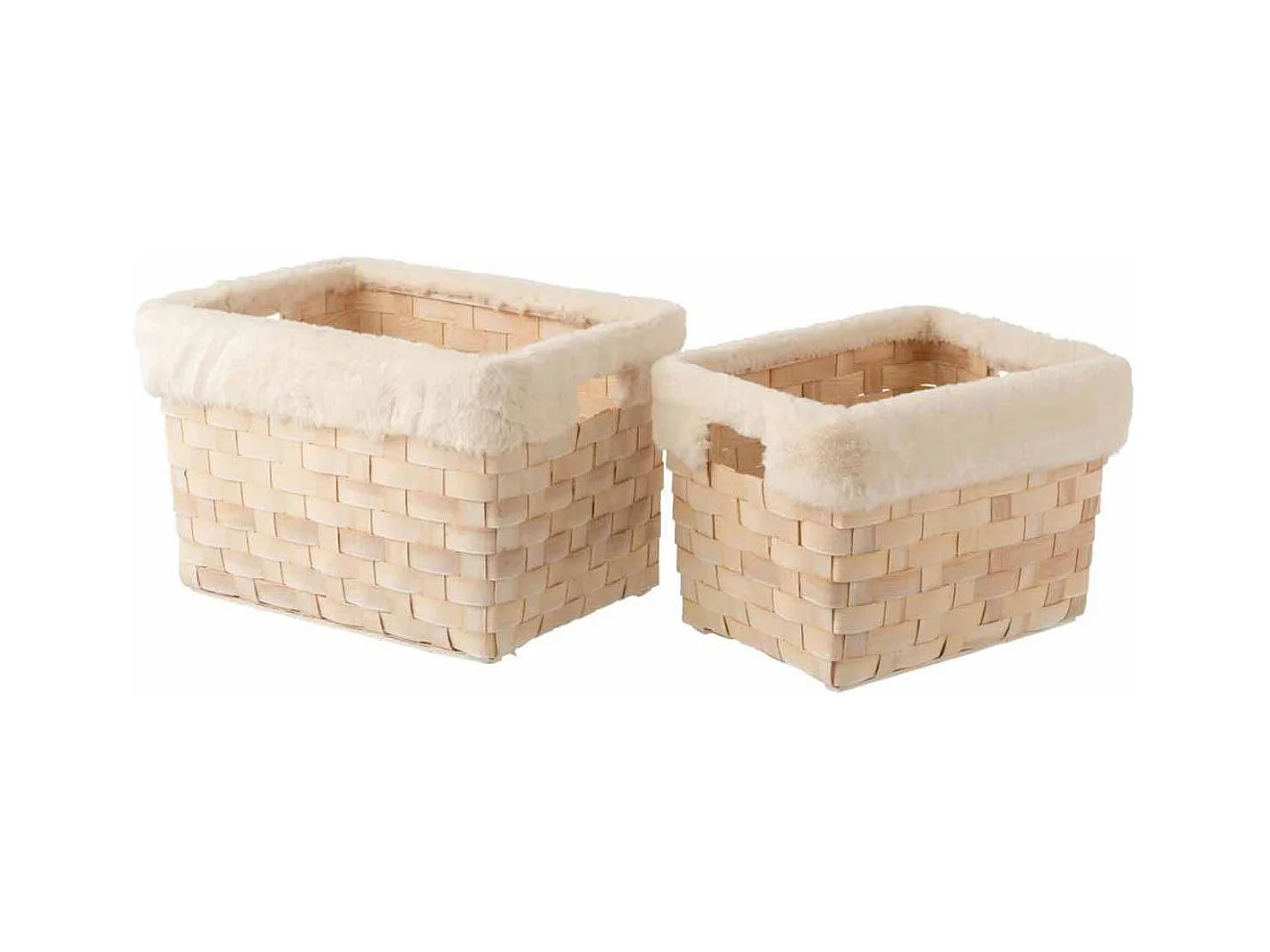 Lot de 2 Paniers "Imitation Fourrure" 42cm Naturel