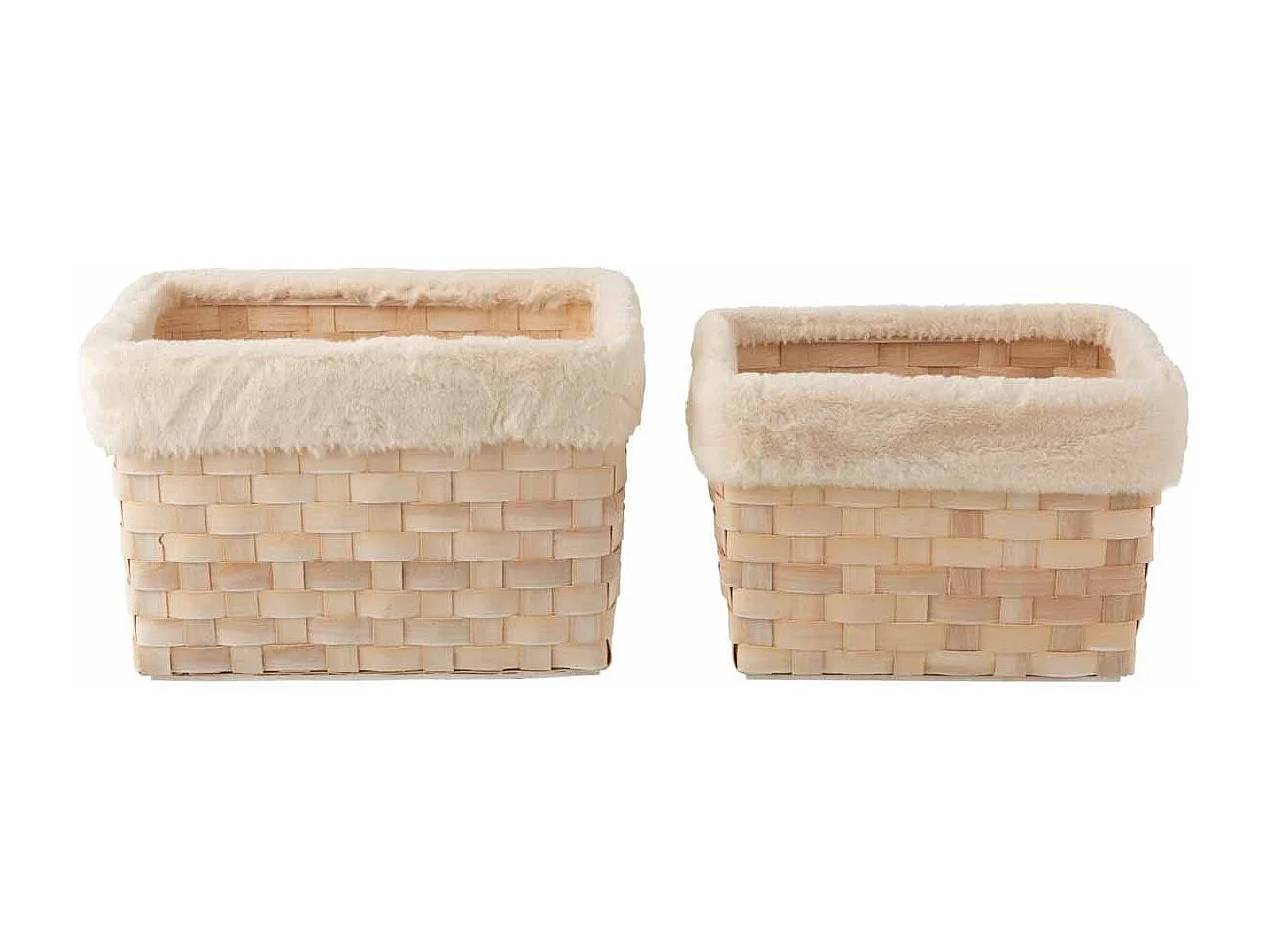 Lot de 2 Paniers "Imitation Fourrure" 42cm Naturel
