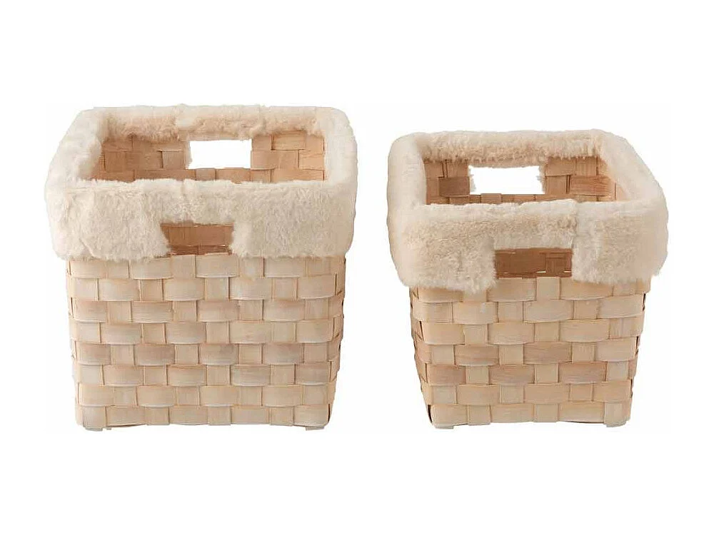Lot de 2 Paniers "Imitation Fourrure" 42cm Naturel