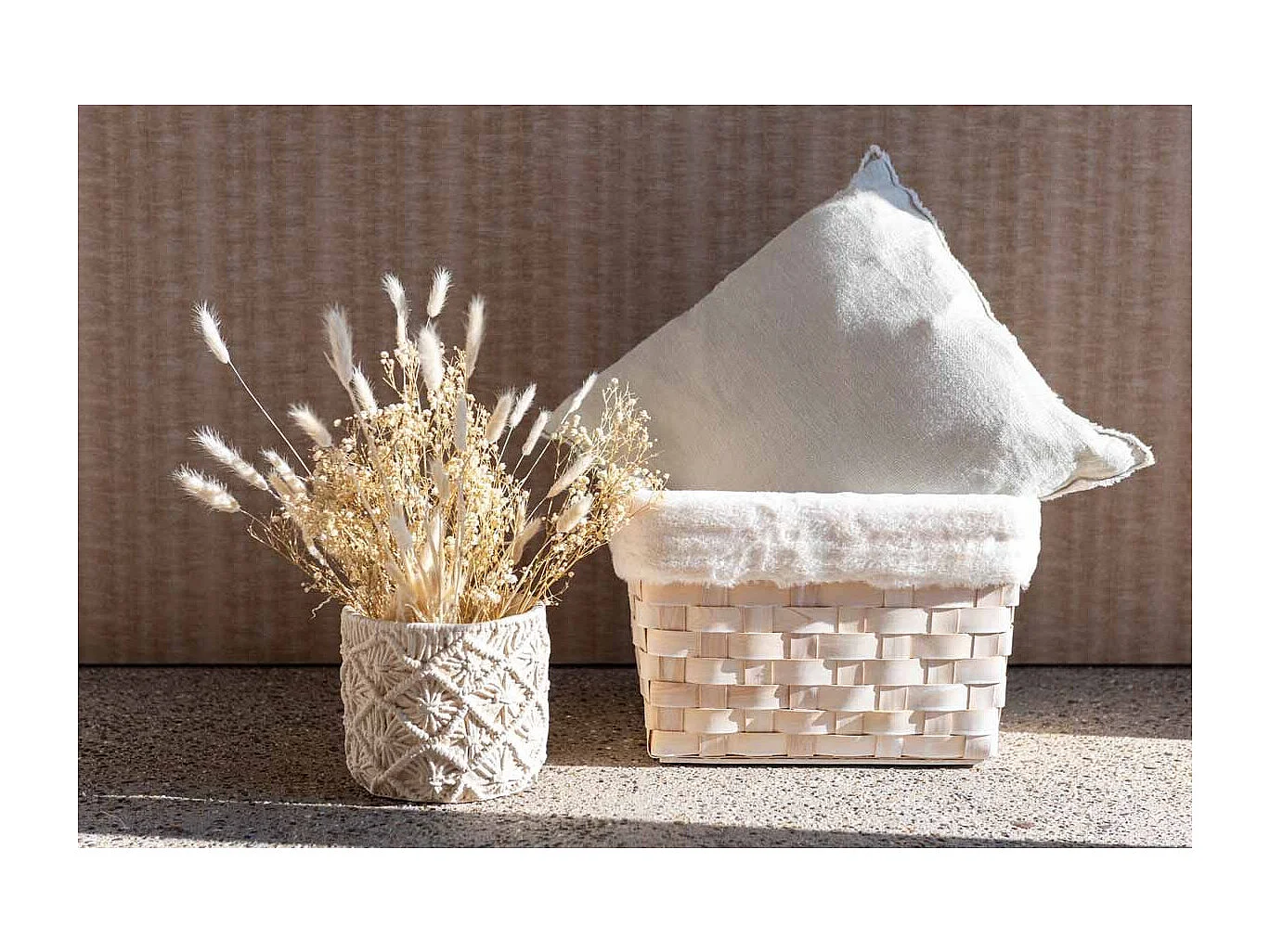 Lot de 2 Paniers "Imitation Fourrure" 42cm Naturel