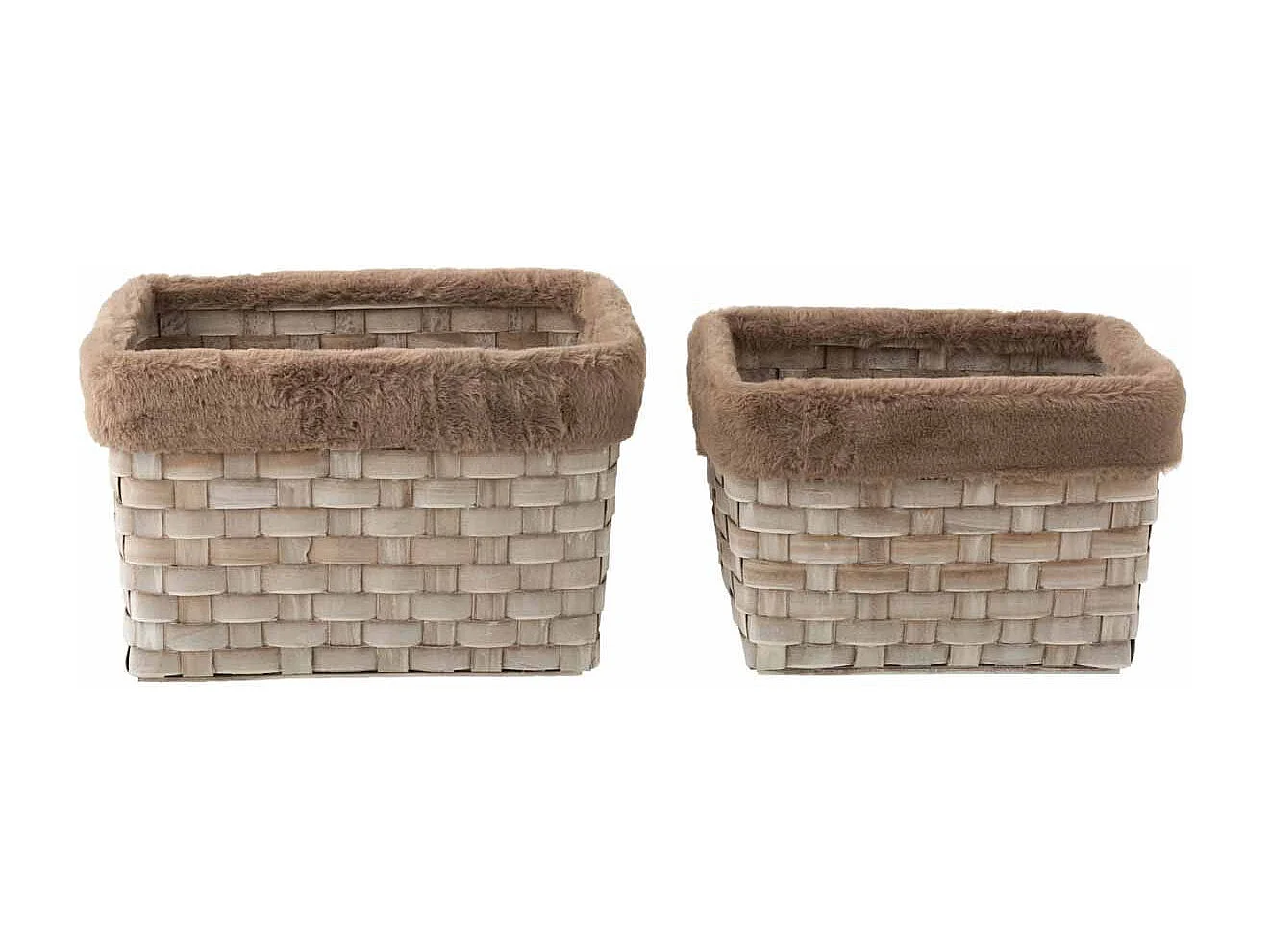 Lot de 2 Paniers "Imitation Fourrure" 42cm Marron