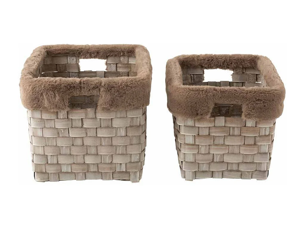 Lot de 2 Paniers "Imitation Fourrure" 42cm Marron