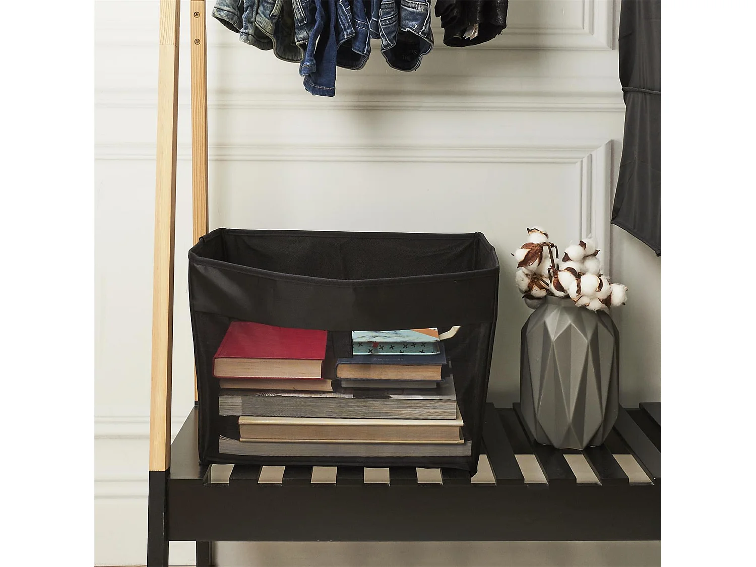 Panier de Rangement "Pliable" 40cm Gris & Naturel