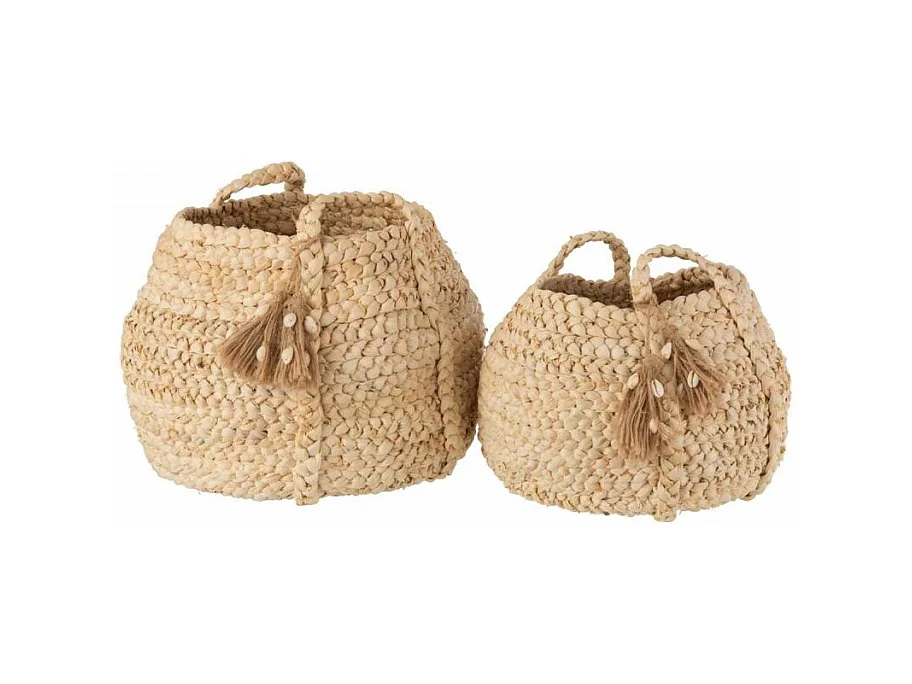 Lot de 2 Paniers de Rangement "Maïs" 40cm Naturel