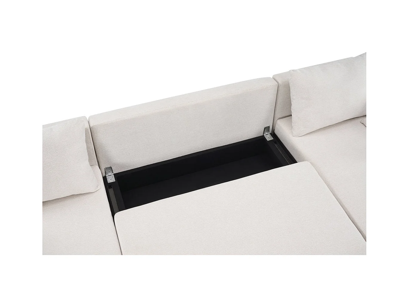 Canapé d'angle panoramique convertible en tissu texturé "Vaugirard II" - 5 places - Beige